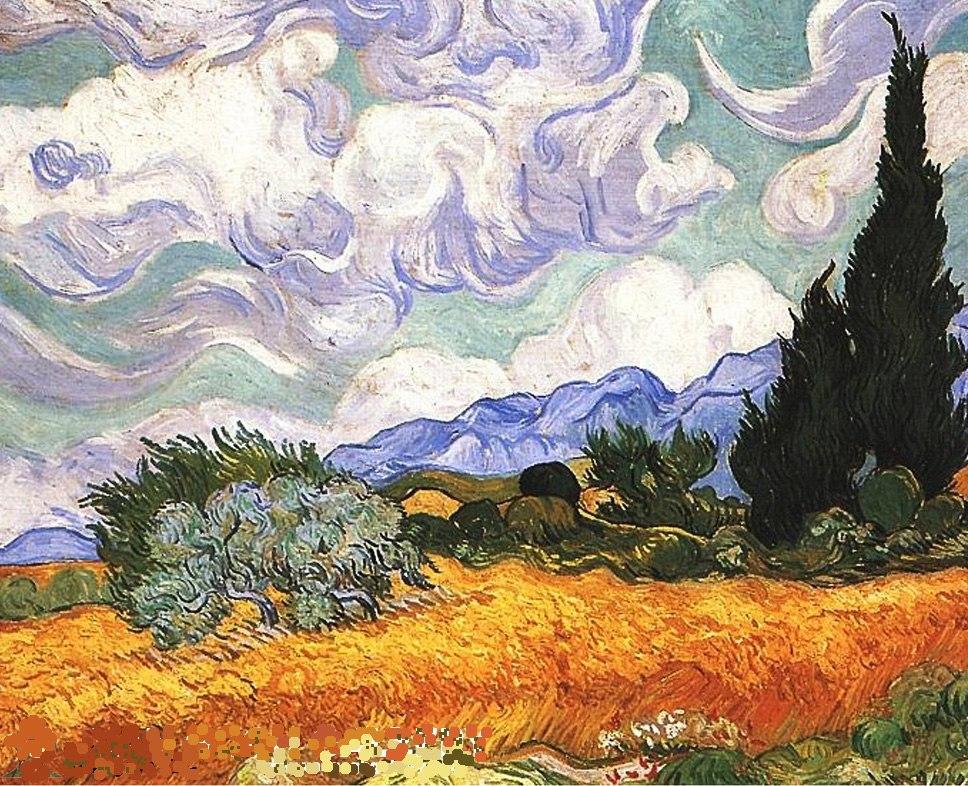 «Пшеничное поле с кипарисами», Винсент Ван Гог