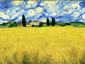 «Пшеничное поле с кипарисами», Винсент Ван Гог Нейросеть