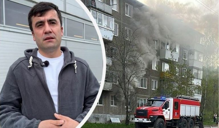 Як муҳоҷир дар Русия се кӯдакро аз коми оташ раҳонид